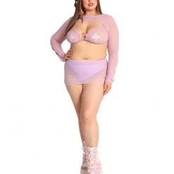 OhYes Clothing Sweet Lilac O-Ring Mesh Long Sleeve Crop Top