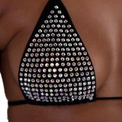Hot & Delicious Black Bead Video Vixen Rhinestone Two-Piece Bikini Set Dresses & Sets