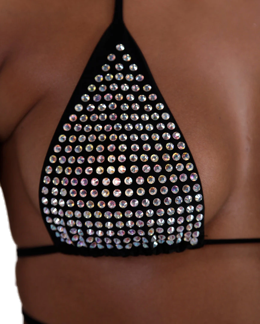 Hot & Delicious Black Bead Video Vixen Rhinestone Two-Piece Bikini Set Dresses & Sets 2 Hot & Delicious Black Bead Video Vixen Rhinestone Two-Piece Bikini Set Dresses & Sets