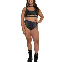 Dippin Daisies Bottoms Viper Queen Reflective High Waisted Shorts 18 Dippin Daisies Bottoms Viper Queen Reflective High Waisted Shorts