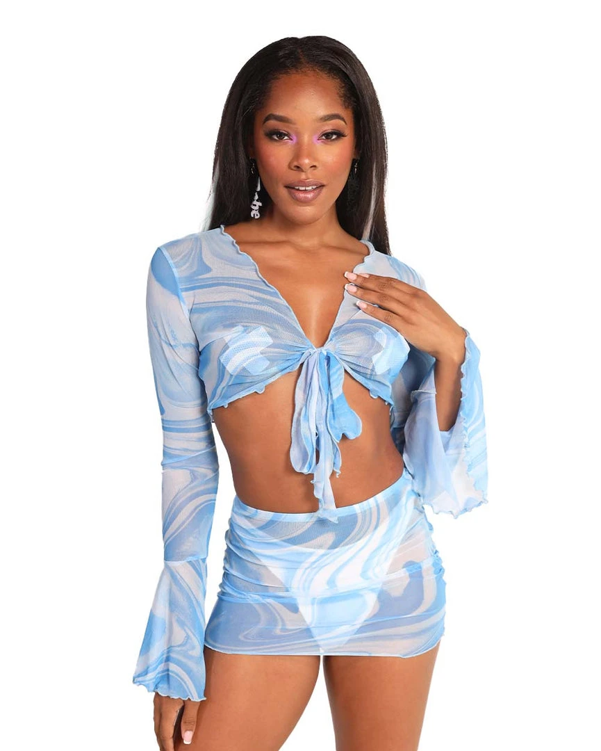 Hot & Delicious Black Bead Clothing Wavy & Glossy Tie Front Top 1 Hot & Delicious Black Bead Clothing Wavy & Glossy Tie Front Top