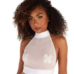 OhYes See Clearly Sparkle Mesh Halter Top Tops 14 OhYes See Clearly Sparkle Mesh Halter Top Tops