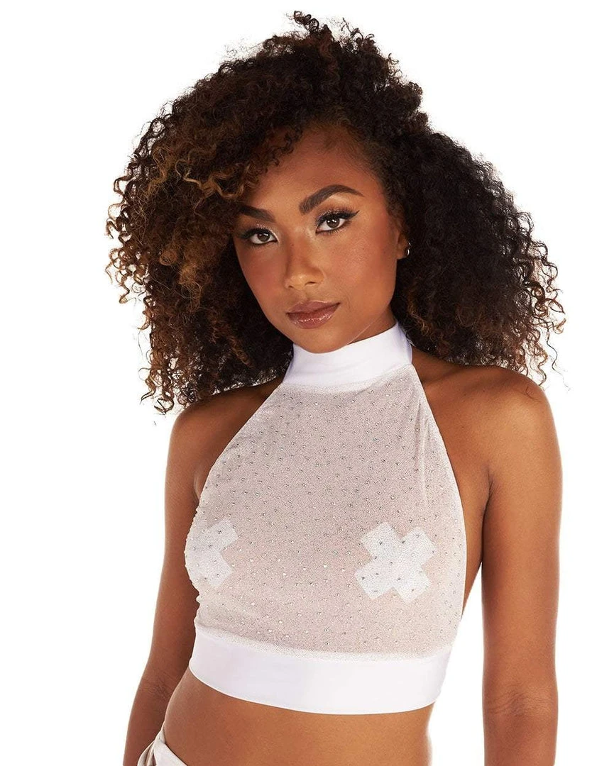 OhYes See Clearly Sparkle Mesh Halter Top Tops 6 OhYes See Clearly Sparkle Mesh Halter Top Tops