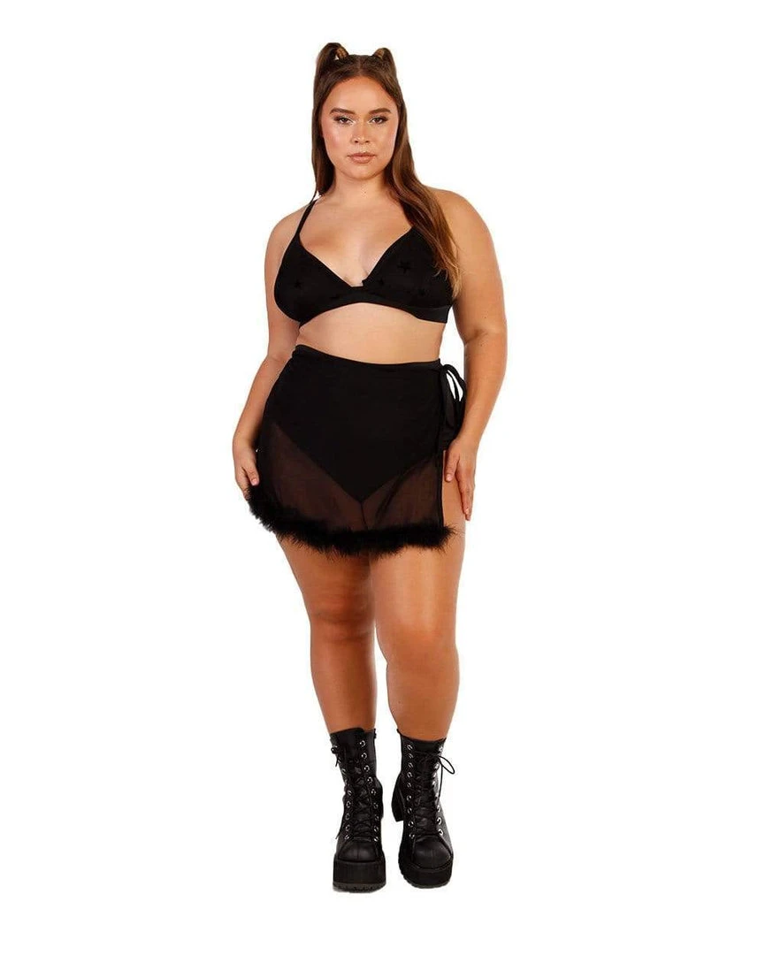 OhYes Marabou Side Tie Mini Skirt 6 OhYes Marabou Side Tie Mini Skirt