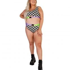 Cherry Mellow, Inc. Vroom Vroom Checker High Waisted Shorts