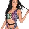 Cherry Mellow, Inc. Rainbow Leopard One Shoulder Bodysuit