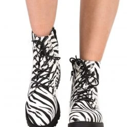 Legend Footwear Zebra Combat Boots Shoes