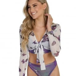 Rock & Rose Butterfly Baby Front Tie Crop Top