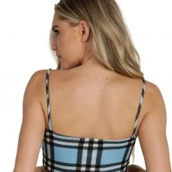 One By One Apparel Like Totally Y2K Plaid Crop Top