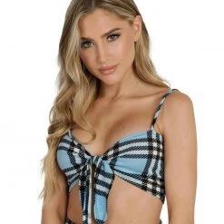 One By One Apparel Like Totally Y2K Plaid Crop Top