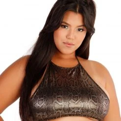 OhYes Tops Shimmering Snakeskin Underboob Top