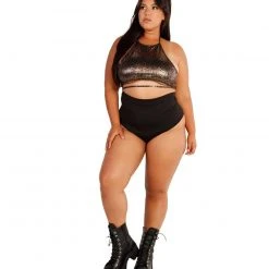 OhYes Tops Shimmering Snakeskin Underboob Top