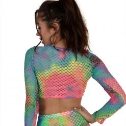 One By One Apparel Tie-Dye Lover Fishnet Crop Top 5 One By One Apparel Tie-Dye Lover Fishnet Crop Top