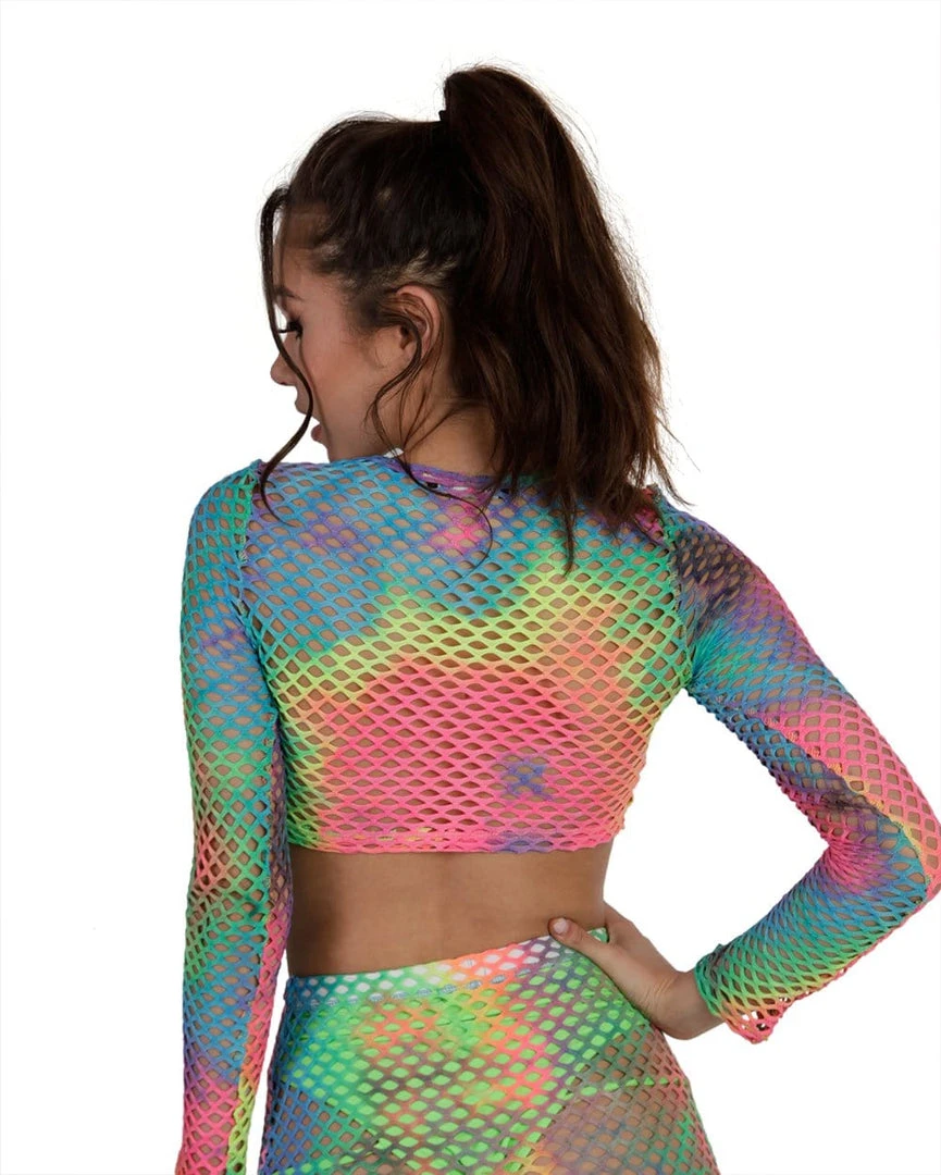 One By One Apparel Tie-Dye Lover Fishnet Crop Top 3 One By One Apparel Tie-Dye Lover Fishnet Crop Top