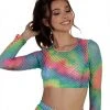 One By One Apparel Tie-Dye Lover Fishnet Crop Top