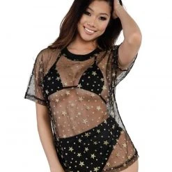 OhYes Twinkle Glitter Mesh Tee Tops