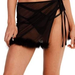 OhYes Marabou Side Tie Mini Skirt
