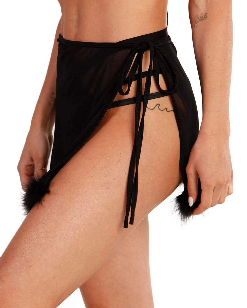 OhYes Marabou Side Tie Mini Skirt 1 OhYes Marabou Side Tie Mini Skirt