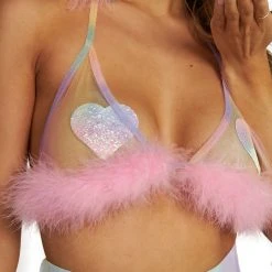 OhYes New Arrivals Y2K Realness Mesh Marabou Top