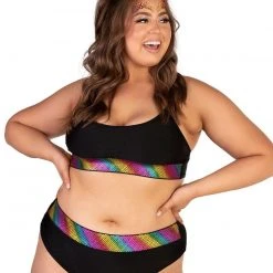 OhYes Black Rainbow High Cut Bottoms 16 OhYes Black Rainbow High Cut Bottoms