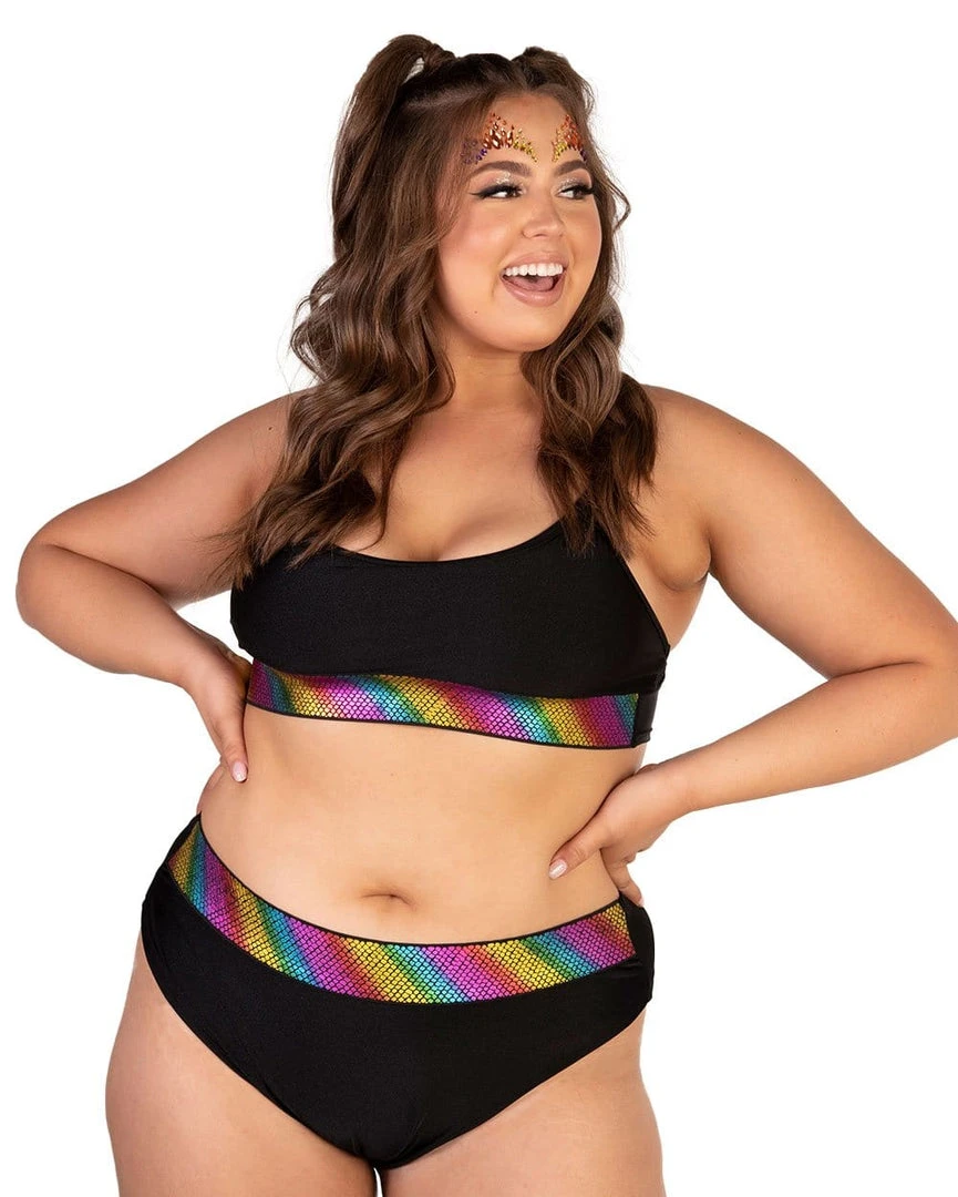 OhYes Black Rainbow High Cut Bottoms 7 OhYes Black Rainbow High Cut Bottoms