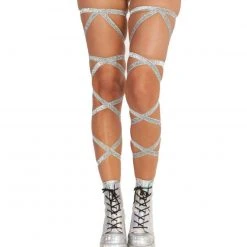 Andrew - Agent Plus Pair Of Non-Slip Silver Glitter Leg Wraps